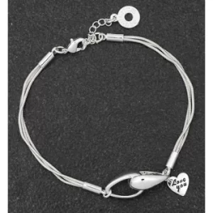 Sentiment Chains Silver Plated Bracelet Love You