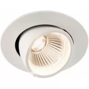 Loops - Fully Adjustable Recessed Ceiling Downlight - 9W Warm White LED - Matt White