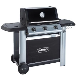 Outback Magnum 3-Burner Hybrid Gas & Charcoal BBQ - Silver & Black