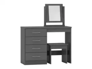 Seconique Nevada Matt Grey 4 Drawer Dressing Table and Stool