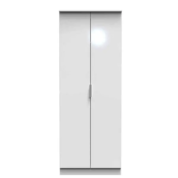 Welcome Furniture Ready Assembled Plymouth 2 Door Wardrobe In White Gloss