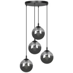 Emibig Cosmo Black Globe Cluster Pendant Ceiling Light with Graphite Glass Shades, 4x E14