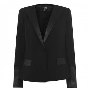 DKNY PU Detail Blazer - BLACK/BLACK