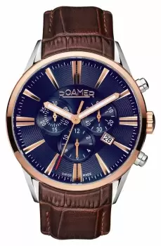 Roamer 508837 41 85 05 Superior Chrono Blue Dial Brown Watch