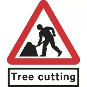 Road Works & Tree Cutting Supp Plate - Classic Roll Up Traffic Sign (600MM Triangle