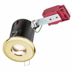 KnightsBridge IP65 GU10 50W 230V LED IC Fire Rated Fixed Shower Downlight - Brass