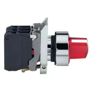 XB4BK124B5, Selector Switch 2-Pos 24V Illuminated Red 1NO/1NC