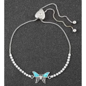 Opalique Platinum Plated Butterfly Friendship Bracelet