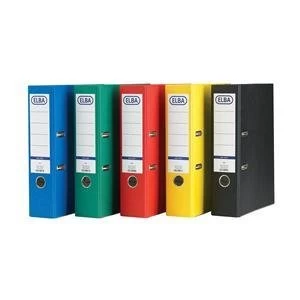 Elba A4 Lever Arch File Coloured Paper Over Board 80mm Spine Assorted Pack of 10