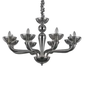 Casanova 8 Light Multi Arm Chandelier Smokey Finish, E14