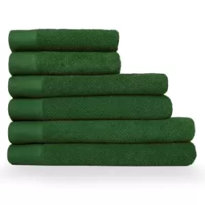 Textured Weave 6 Piece Hand/Bath/Sheet Towel Set Dark Green