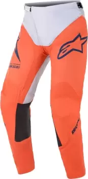 Alpinestars Racer Braap Motocross Pants, white-orange, Size 34, white-orange, Size 34