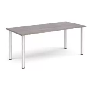 Rectangular silver radial leg meeting table 1800mm x 800mm - grey oak