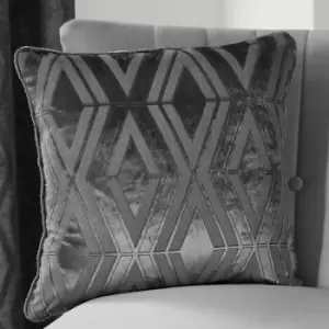 Marco Geometric Woven Jacquard Filled Cushion, Slate, 43 x 43cm - Curtina