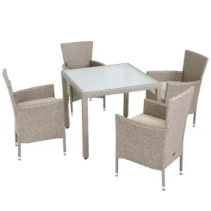 4 Seat Poly Rattan Garden Dining Set Bali Beige Stackable