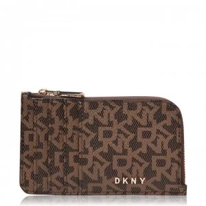 DKNY Logo Zipped Card Holder - Mocha Vic 9MV