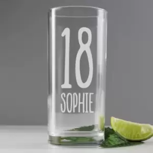 Personalised Big Age Hi Ball Glass Clear