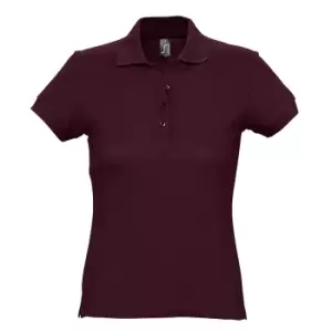 SOLS Womens/Ladies Passion Pique Short Sleeve Polo Shirt (L) (Burgundy)