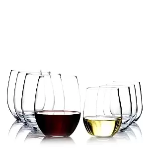 Riedel O Stemless Mixed Chardonnay & Cabernet Wine Glasses, Pay-6 Get 8 Set