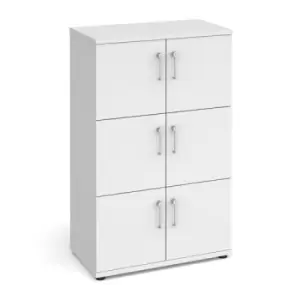 Wooden storage lockers 6 door - white with white doors