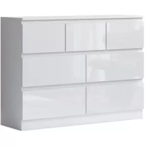 Fwstyle Modern 7 Drawer Merchant Chest White Gloss