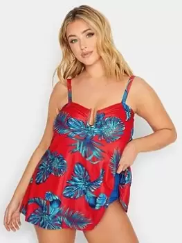 Yours Aruba Floral A-Line Tankini - Red, Size 20, Women