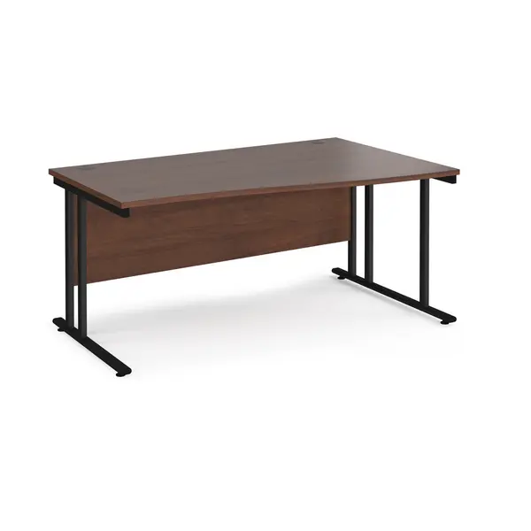 Maestro 25 Wave Desk Black Frame and Walnut Table Top - Right Hand - 1600mm