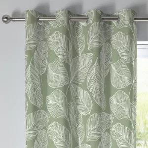 Fusion Matteo Green Eyelet Curtains Green