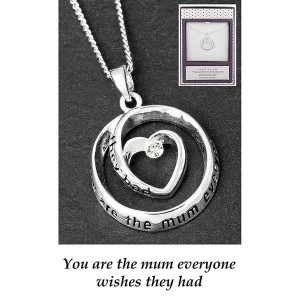 Equilibrium Silver Plated Heart Circle Necklace Mum