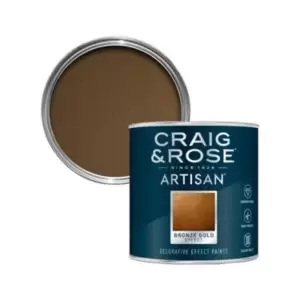 Craig & Rose Artisan Bronze Gold Effect Mid Sheen Topcoat Special Effect Paint, 250Ml