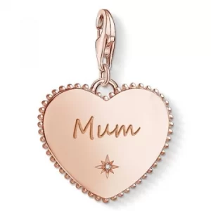 Ladies Thomas Sabo Rose Gold Plated Sterling Silver Charm Club Mum Heart Charm