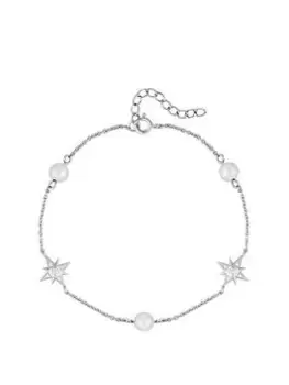 Simply Silver Sterling Silver 925 Freshwater Pearl Celestial Bracelet, Silver, Women