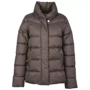 Barbour Womens Cecilia Quilted Jacket Praline Dogtooth/Rosewood Tartan 10