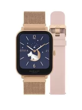 Radley Series 11 Smart Ladies Square Case With Interchangeable Rose Gold Mesh & Cobweb Silicone Watch Set