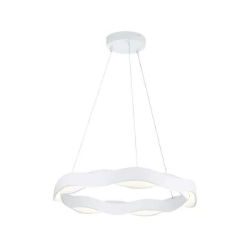 Grok Hello - LED Round Circular Ceiling Pendant Matt White Mains dimming (LC) 63cm 2300lm 2700K