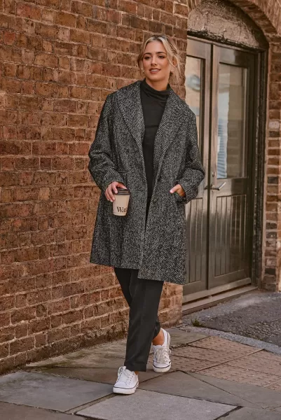 Herringbone Midi Formal Coat