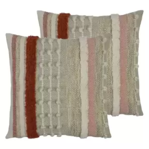 Furn. Omana Twin Pack Polyester Filled Cushions Terracotta