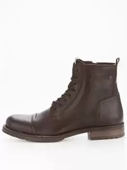 Jack & Jones Russel Leather Stone Boots - Brown, Size 43, Men