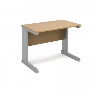 Vivo Straight Desk 1000mm x 600mm - Silver Frame Oak Top