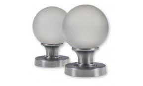 LocksOnline Frosted Glass Ball Mortice Door Knob Set