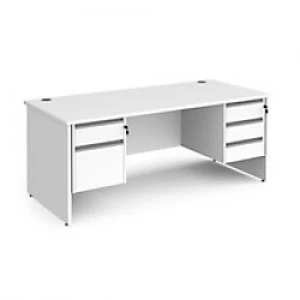 Dams International Straight Desk with White MFC Top and Silver Frame Panel Legs and Two & Three Lockable Drawer Pedestals Contract 25 1800 x 800 x 725