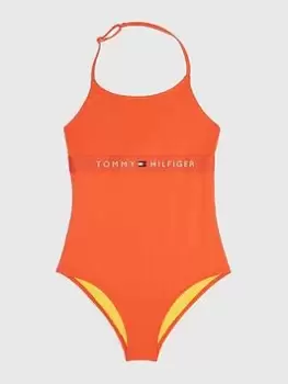 Tommy Hilfiger Girls Logo Swimsuit - Orange