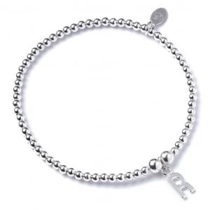 Initial R Charm with Sterling Silver Ball Bead Bracelet