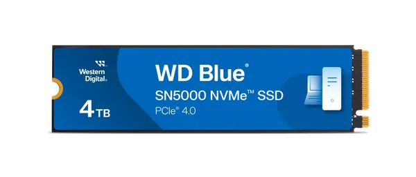 WD Blue 4TB SN5000 M.2 2280 PCIe Gen 4 NVMe SSD - 5500MB/s Read, 5000MB/s Write - WDBS3F0040BNC-WRSN