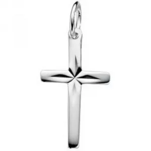 Ladies Beginnings Sterling Silver Diamond Cut Cross Pendant