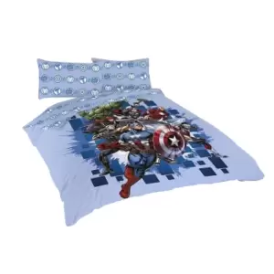 Marvel Avengers Attack Panel Duvet Cover Set (Single) (Blue/Red/Green)