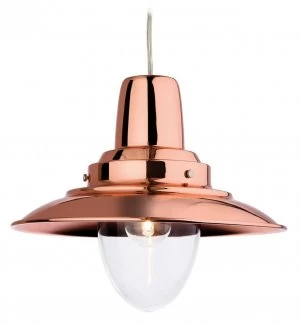 1 Light Dome Ceiling Pendant Copper, Clear Glass, E27