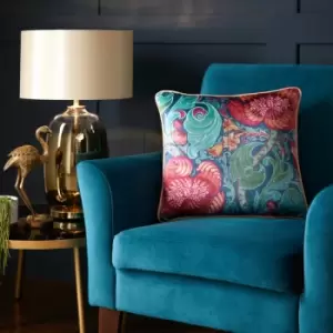 Down the Dilly Velvet Piped Edge Filled Cushion, Blue, 43 x 43cm - Laurence Llewelyn Bowen