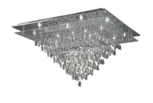 Amaris Flush Ceiling 14 Light Polished Chrome, Crystal