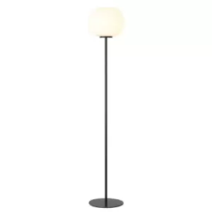 Cheektowaga Medium Oval Ball Floor Lamp E27 Matt Black Base With Frosted White Glass Globe